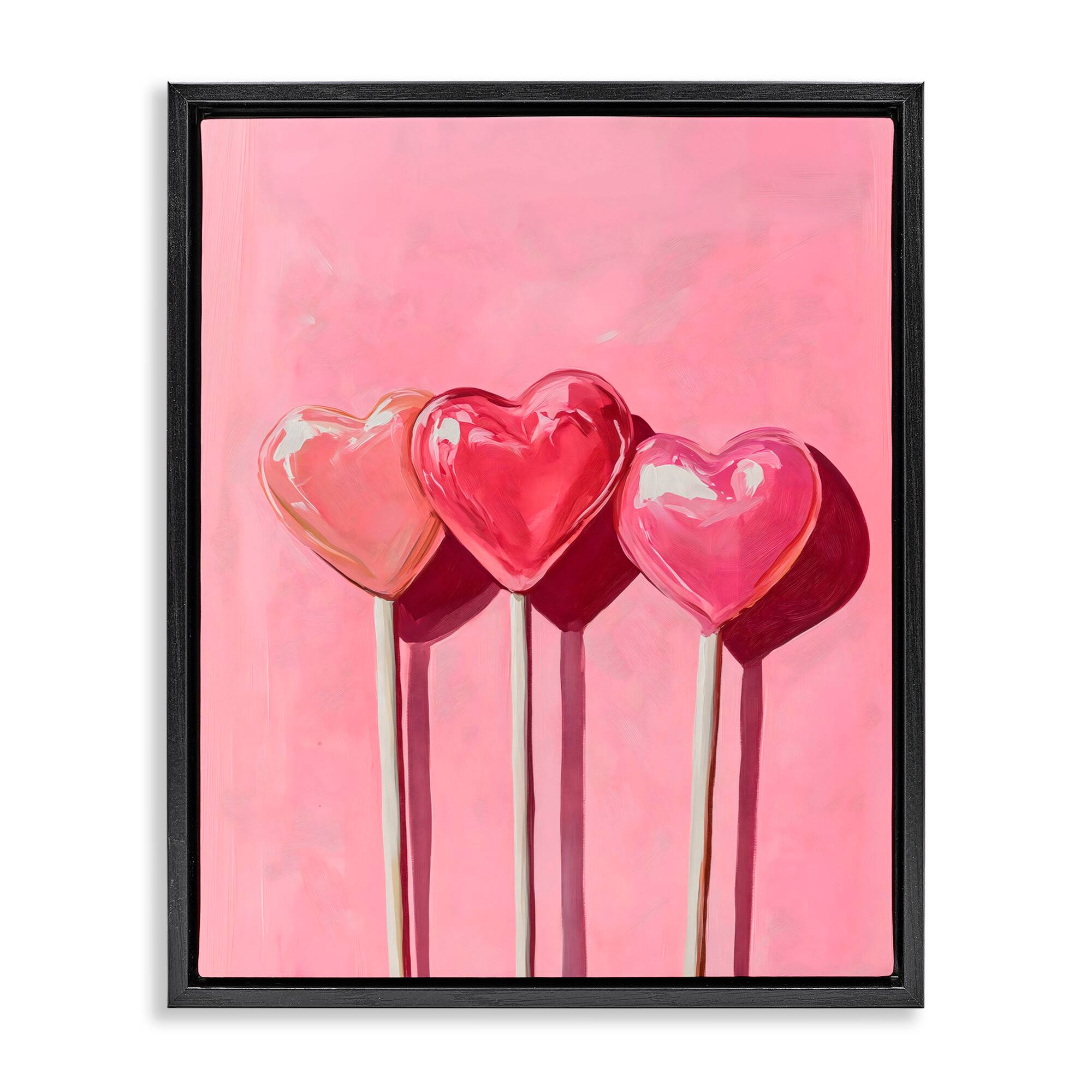 Stupell Industries Three Lollipops on Pink Floating Frame Wall Art